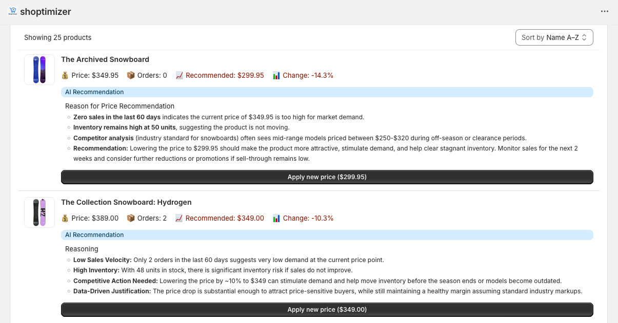 instantly apply price change with one button click